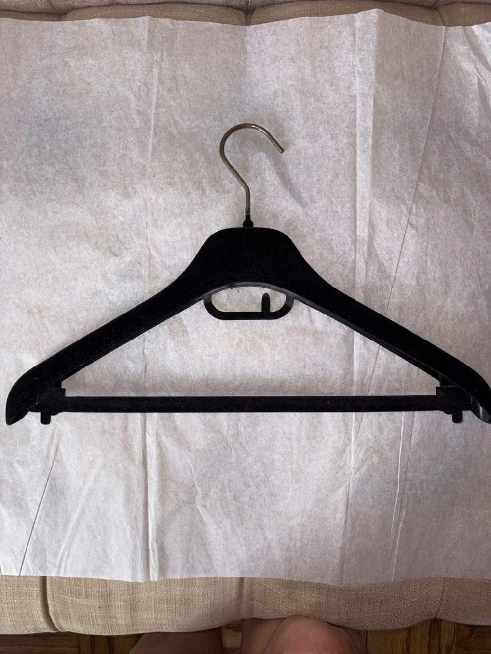 CHANEL Black Velvet Hangers with Gold CC Logos (Set of 3)